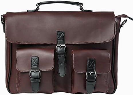 Men's Crazy Horse Leather Briefcase Shoulder Business Laptop Bags Tote Messenger Bag