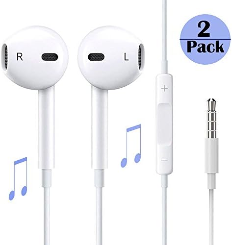 Earphones,2-Pack iPhone Earbuds Headphones Stereo Earphones with Microphone Headphones with Mic and Remote Control Earbuds for Apple iPhone