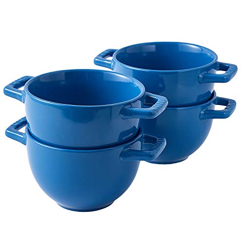 Bruntmor Set of 4 Large Soup Crocks with Double Handles for Cereal