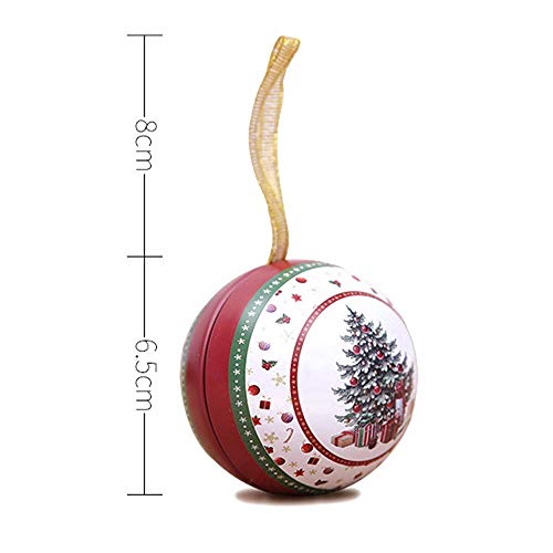 ElementDigital 9Pcs Tinplate Round Ball Boxes Creative Christmas Shatterproof Tree Candy Iron Balls Pendant, Xmas Detachable Candy Box Hanging Ornament Seasonal Decorations Kid's Holiday Surprise Gift