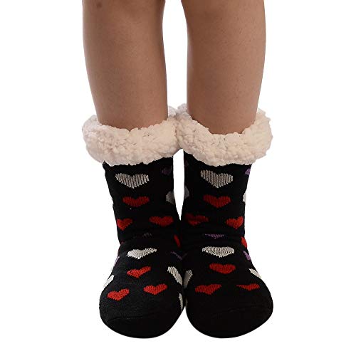Connia Hot Women Christmas Cotton Socks Winter Mandatory Thicker Plus Velvet Wool Anti-Slip Floor Carpet Daily Socks (Free Size, A1)