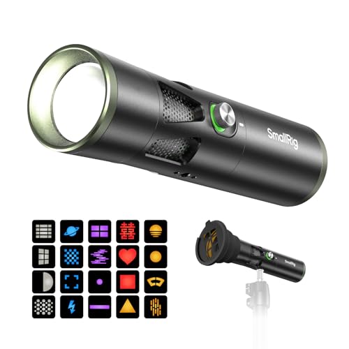SMALLRIG RF20C Tragbare LED-Fototaschenlampe, 20W Dimmbare 5-Farben-Füllleuchte, CRI 97+, TLCI 99+, 10000mAh Zoom-Videoleuchte mit Gobos und Silikon-G
