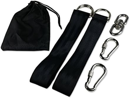 Fun Swing Strap | Ultimate Durable Weather Proof Adjustable Portable Tree Hanging Black Hammock Straps Kit | Super Strong with 1000 lbs Maximum Load | 1203