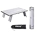 PORLAE Beach Table for Sand Foldable，Small Portable Camping Table ，Collapsible Compact Aluminum Tables with Carry Bag（Sliver）
