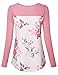 Vinmatto Women's Long Sleeve Scoop Neck Floral Splicing Pleated Blouse Top Tunic Shirt