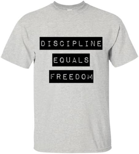 Discipline Equals Freedom Motivational Short Sleeve Premium Cotton T-Shirt (X-Large, Ash)