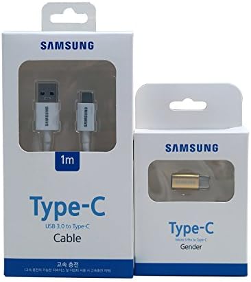 Samsung USB 3.0 To Type-C Cable, Micro 5 Pin To Type-C Gender (White, Gold, 2Packs)
