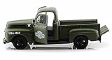 Maisto 1948 Ford F-1 Pickup Truck Harley Davidson Flat Army Green with 1942 Harley Davidson WLA Flathead Motorcycle 1/25 Scale Diecast Car