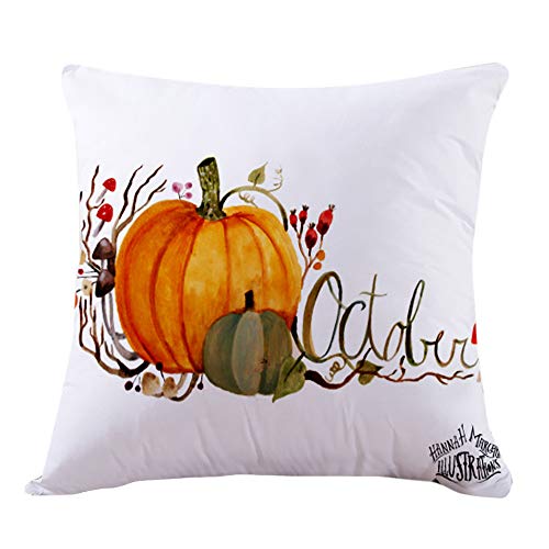 image for Toonshare Set of 4 Fall Throw Pillow Covers Pumpkin Truck Maple Leaves