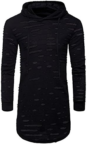 SHDAS Men's Casual Hipster Hip Hop Hoodie Longline Hooded T Shirts