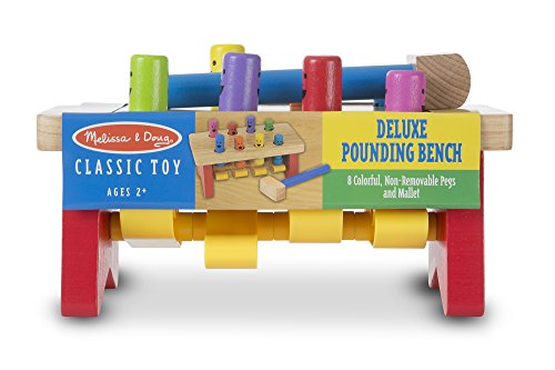 MeMelissa & Doug Deluxe Pounding Bench Wooden Preschool Learning Toy with Mallet Classic Wooden Toddler Toys for Ages 2+Lissa & Doug Deluxe Pounding Bench Wooden Preschool Learning Toy with Mallet