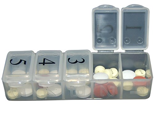 e-Pill Daily 5 Times A Day Pill Organizer, Vitamin and Medicine Pill Box - Clear