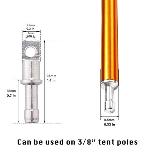 BRILLIANCE4U Aluminum Tent Poles Male End Tips Replacement Accessories Spare End Plugs for 7.9mm, 8.5mm, 9.5mm Tent Poles (for 9.5mm Tent Poles)