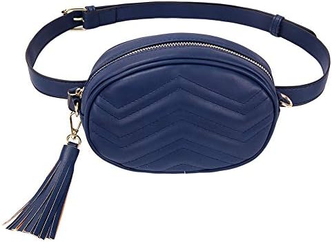TJEtrade Fanny Packs for Women Fashion Waist Bag Leather Belt Bum Bag Waterproof (Sapphire blue)