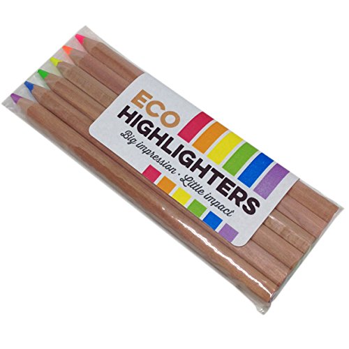 Eco Highlighter Pencils Set of 6 Jumbo Size Neon Colors Will Not