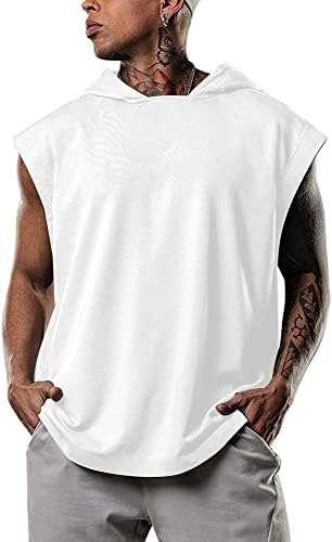 SEAUR Mens Muscle Tank Top Workout Hooded Tank Tops Sports