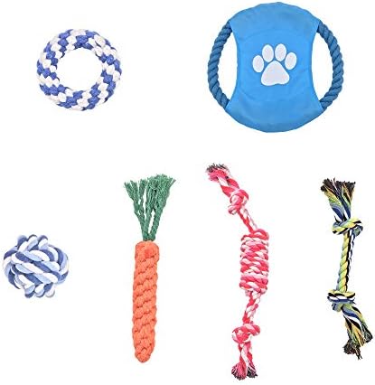 HBGiSi Natural Cotton Rope Puppy Dog Pet Chew Toys Cotton Braided Bones Rope Knot and Dog Balls for Small/Medium/Large Dogs