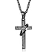 Jstyle Stainless Steel Cross Necklaces for Men Women Jesus Cross Necklace Chain Prayer Bible English Wheat Chain 22 Inch B