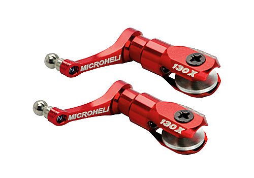 Main Blade Grip w/Triple Bearing/Titan, Red, 130X