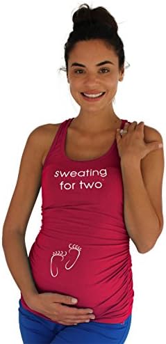 For Two Fitness Sweating For Two Maternity Workout Racerback Tank Top (Medium, Berry)