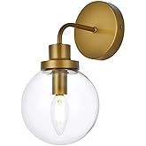 Living District Hanson 1-Light Metal Bath Sconce in Brass and Clear