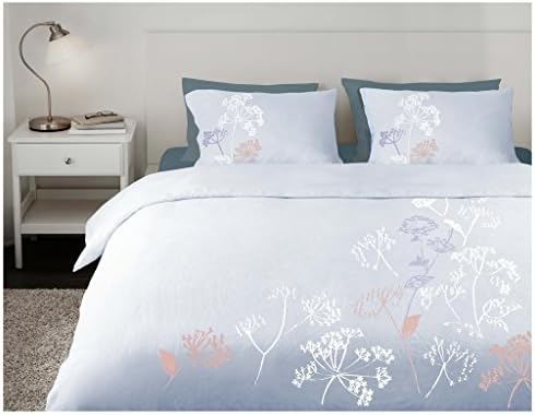 Milano Home Autumn Sky Cotton 200 Thread Count Soft; Embroidered; Duvet Cover with 2 Pillow Covers-King; Light Blue