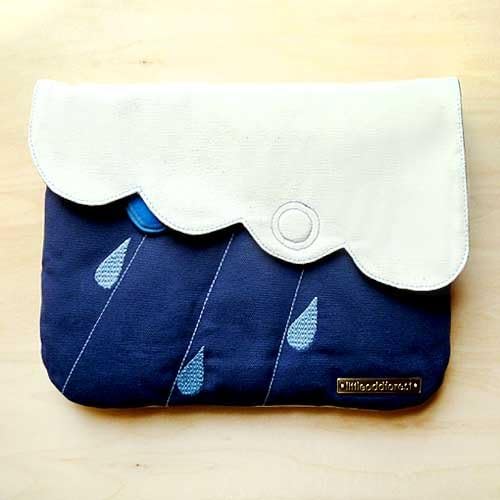 Rain Clouds Clutch Purse (White DarkBlue)
