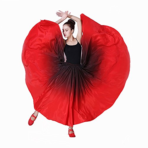 Women Latin Practice Dance Big Swing Skirt Tango Cha Cha Spanish Frill Pleated Dress Modern Ballroom - Thumbnail 3