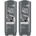 DOVE MEN + CARE Elements Body Wash Charcoal + Clay, Effectively Washes Away Bacteria While Nourishing Your Skin, Gray, 18 Fl Oz (Pack of 2)