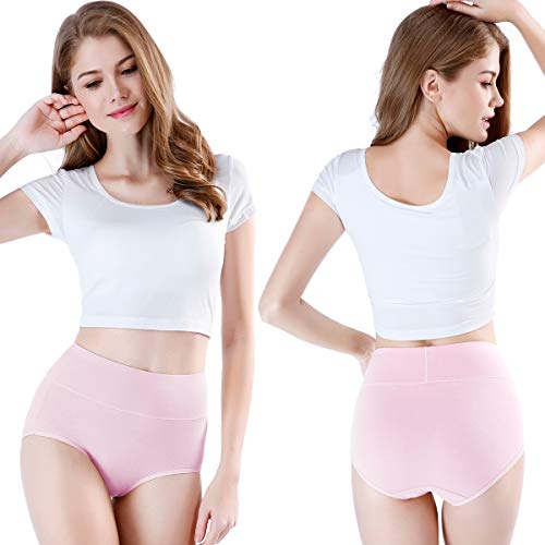 image for wirarpa Women's 4 Pack Cotton Underwear High Waisted Full Coverage Bri