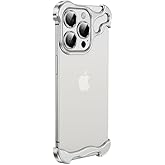 Doulings Frameless Series Designed for iPhone 14 Case,Minimalist Protective Shock Absorption Aerospace Grade Aluminum Shells & Elastomer Inlays Easy Fit,Shockproof Bumper Cover,Silver