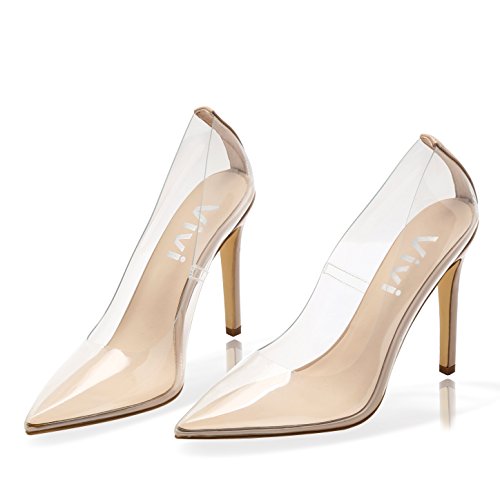 Vivi Fashion Block High Heel Pointed Toe Crystal Pumps Heels Shoes for Women Size 8