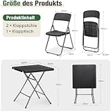 Sekey 3 Piece Rattan Look Plastic Bistro Set - Folding Table & Chairs view 6