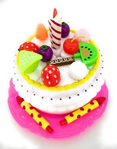 CocoRio DIY Pretend Play Birthday Cutting Cake Set for Kids (Multicolour) -14 Pcs