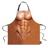 HUGSIDEA Funny Sxey Muscle Body Print Kitchen Aprons for Men Macho Man Apron