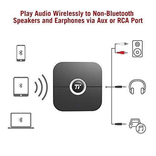 Bluetooth Receiver/Bluetooth AUX Adapter, TaoTronics 55 Hour and 100ft