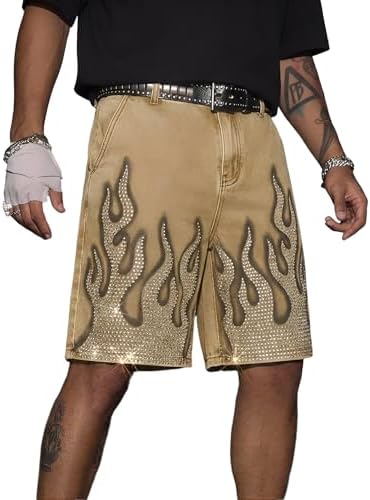 Ponitrack Reverse Pocket Jorts Men Y2k Embroidered Denim Shorts