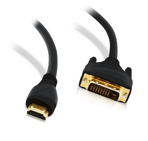 50 Ft HDMI to DVI Cable, GearIT HDMI to DVI 50 FT High Resolution 1080P CL2 Rated High Speed Bi-Directional HDMI to DVI Cable, Black