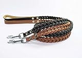 4 Foot Double Braided Stitched Dog Leash Small Medium & Large Dog Breeds Black Brown Real Leather 3 sizes (Brown, Size L width 7/8 inches (20mm) reference number 0536)