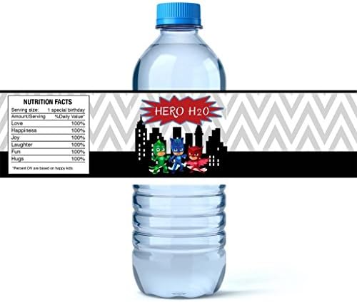 Silly Goose Gifts PJ Mask Themed Water Bottle Drink Label Party Supplies