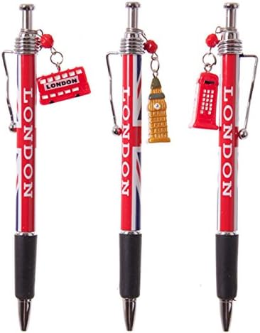 3 SET BRITISH UNION JACK FLAG RED LONDON BUS TELEPHONE BOX PARLIAMENT SOUVENIR CHARM PENS