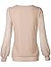 Timeson Womens Long Sleeved Work Blouses Womens Long Sleeve Scoop Neck Pleated Front Fitted Blouse Top Large Beige