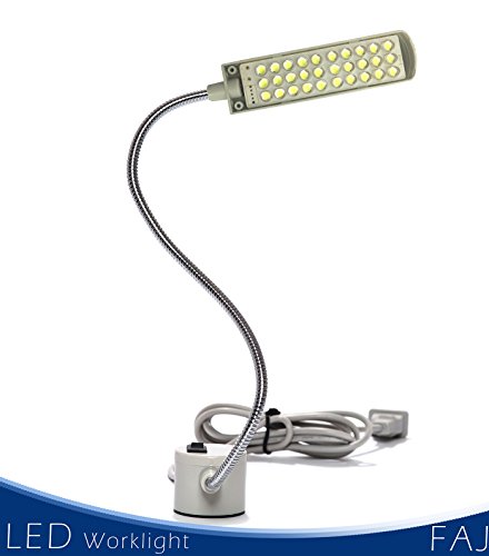 NEWLY DESIGNED LED Multipurpose Worklight, Multifunctional, Use on Sewing Machines, Lathes, Drill Presses, Workbenches, 30 “Daylight” LED’s, Secure MAGNETIC MOUNT, 12″ Flexible Gooseneck Arm
