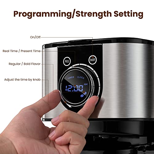 REDMOND Programmable Coffee Maker, 10 Cup Drip Coffee Machine Stainless