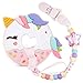Unicorn Donut Cookies Silicone Teether Pacifier Clip Set Non Toxic(Pink)