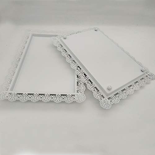 Rectangle Cupcake Stand Set of 3 Iron Cake Holder Dessert Candy Display for Wedding Birthday Party Baby Shower Bar White - Thumbnail 3