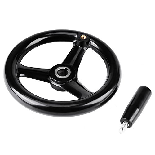 MLMLH Lathe Hand Wheel - 1pc Black 3-Spoke Plastic Hand Wheel with Revolving Handle for Milling Machine