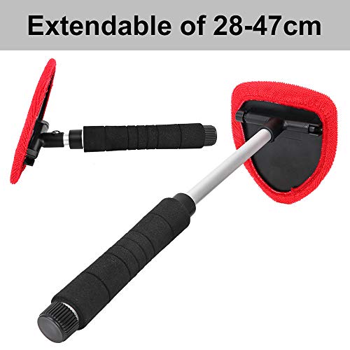 Glumes Auto Glass Cleaner Wiper Keeps Cars Vehicles Interior Exterior Windshields Windows Clean, With 2 Pads Washer Towel and 1 Spray Bottle (Red)