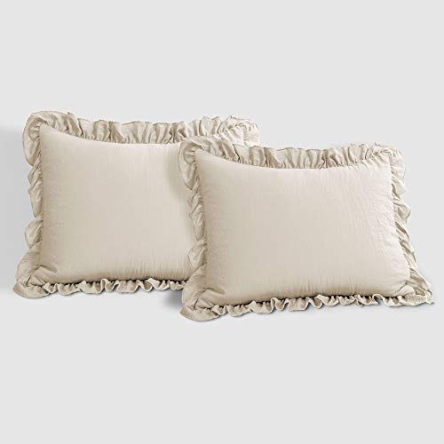 Lush Decor Wheat Reyna Comforter Ruffled 3 Piece Set with Pillow Sham