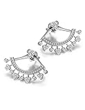 Wistic Sterling Silver Earrings with Jackets and Cubic Zircons Ear Stud Cuff for Women Girls(White)